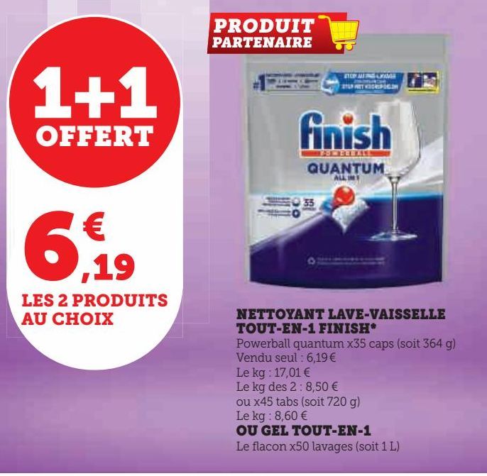 nettoyant lave-vaisselle tout en 1 Finish