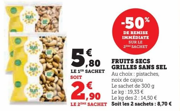 fruits secs grilles sans sel