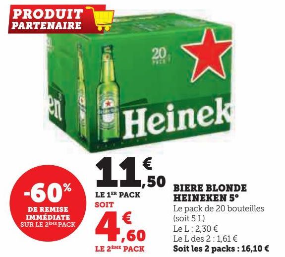 bière blonde Heineken 5°