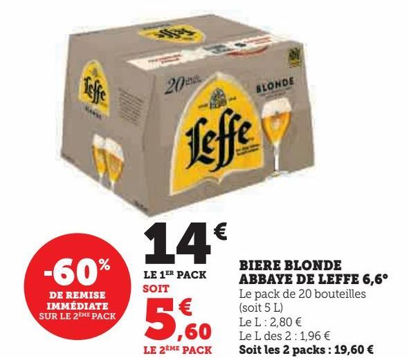 bière blonde abbaye de Leffe 6.6°
