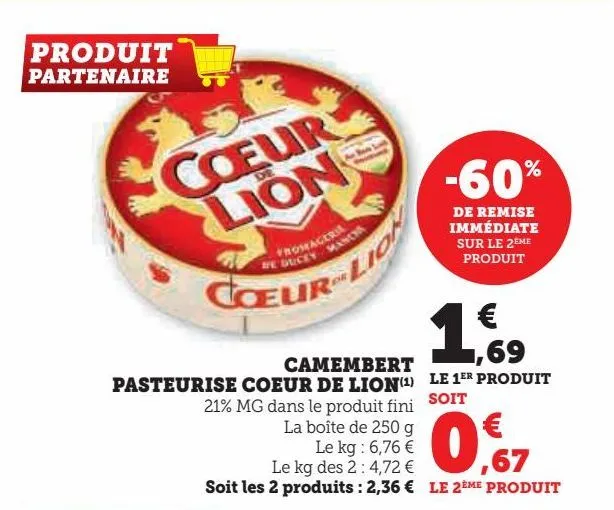 camembert pasteurise coeur de lion