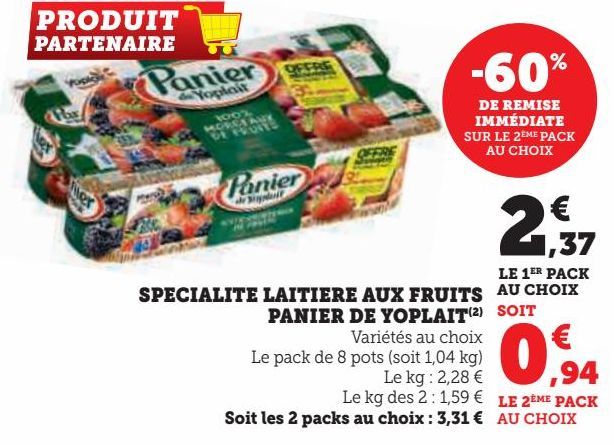 spécialié laitiere aux fruits panier de Yoplait