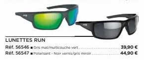 lunettes run  gris mat/multicouche vert  réf. 56546 réf. 56547 polarisant-noir vernis/gris miroir  39,90 € 44,90 € 
