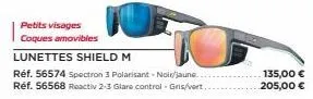 petits visages coques amovibles  lunettes shield m  réf. 56574 spectron 3 polarisant-noir/jaune.... réf. 56568 reactiv 2-3 glare control. gris/vert...  135,00 €  205,00 € 