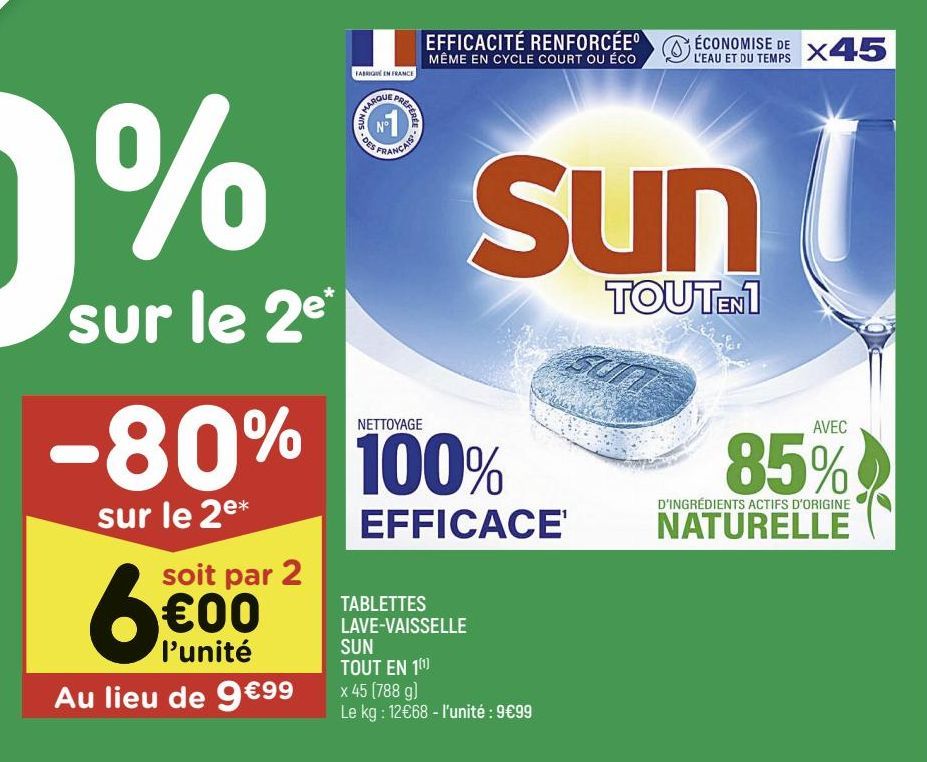 Tablettes lave-vaisselle Sun tout en 1 