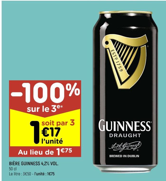 Bière Guinness 4,2% vol