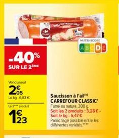 saucisson à l'ail Carrefour