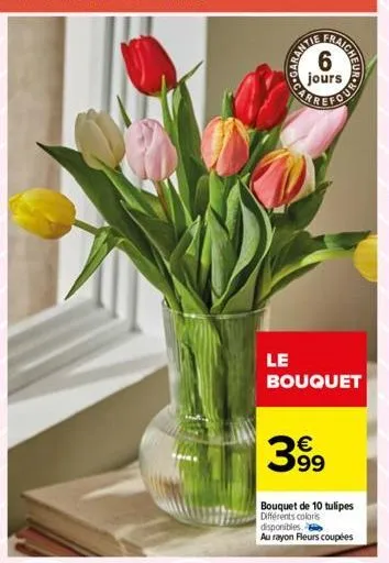 silnyarre  aiche  6  jours  eur-ha  le  bouquet  399  bouquet de 10 tulipes différents coloris disponibles e au rayon fleurs coupées 