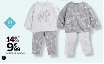 TEX  baby  1499 €  999  Le lot de 2 pyjamas  wild 