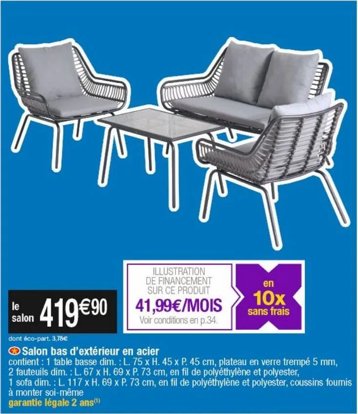 mobilier de jardin en acier