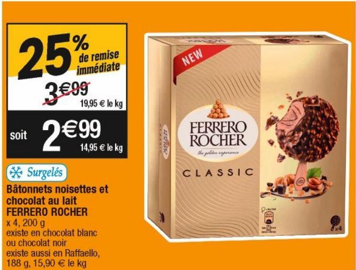 glace au chocolat Ferrero Rocher