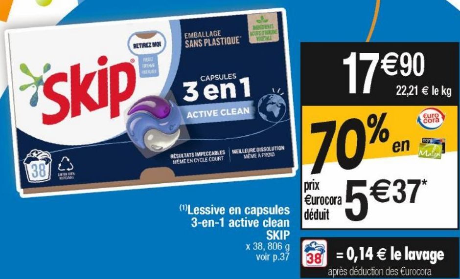 lessive en capsules Skip