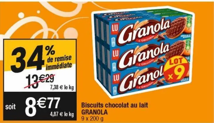 biscuits au chocolat granola