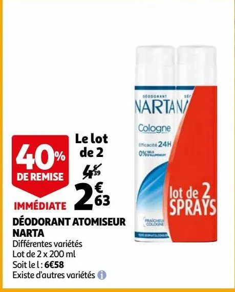 déodorant atomiseur narta