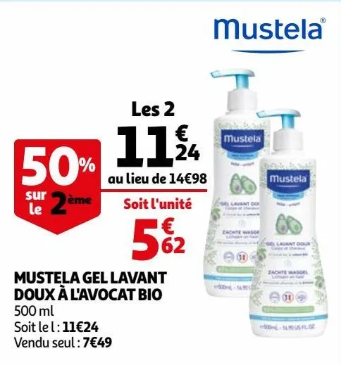 mustela gel lavant doux à l'avocat bio