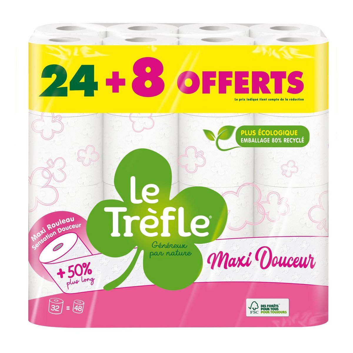 PAPIER TOILETTE BLANC MAXI DOUCEUR LE TRÈFLE