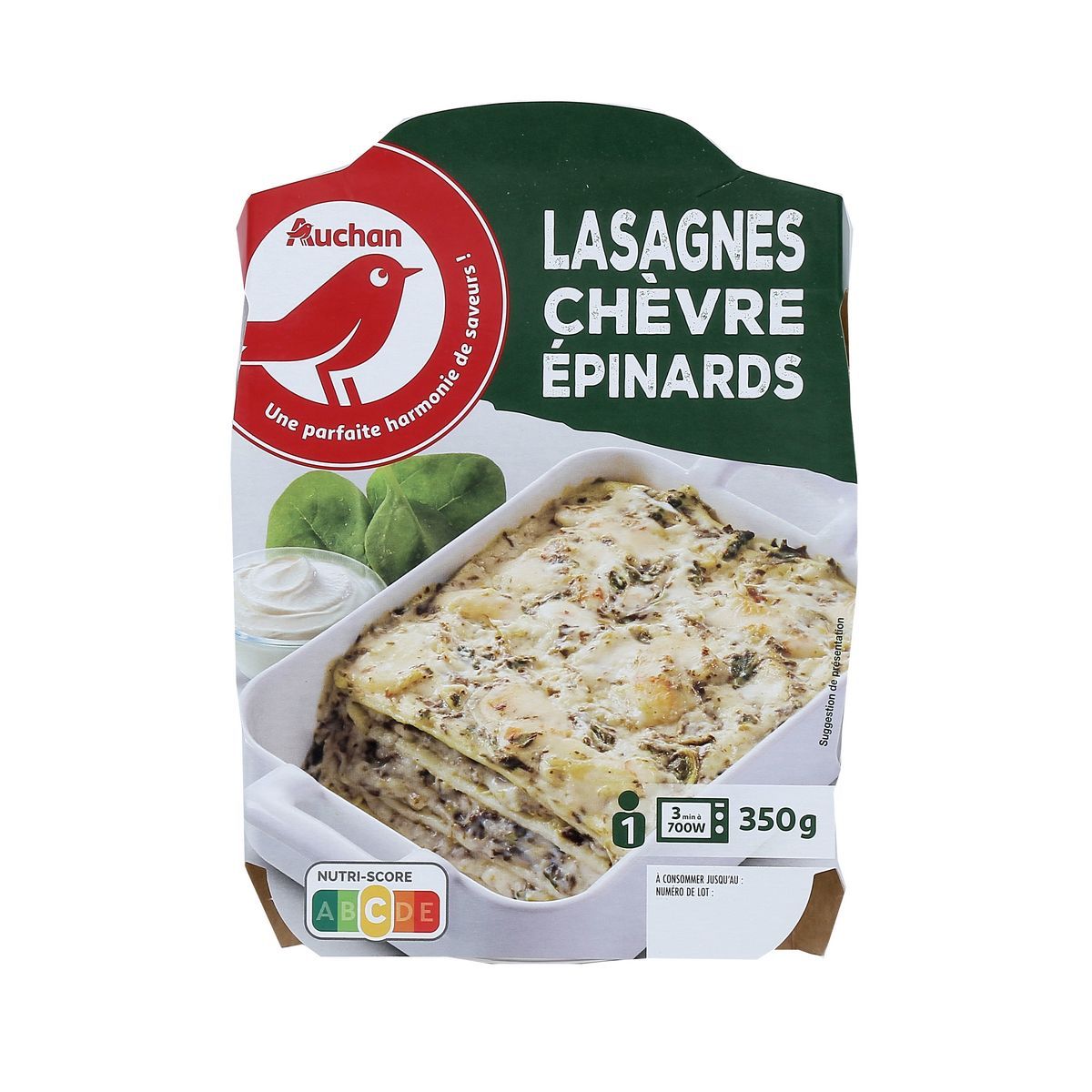 LASAGNES CHÈVRE ÉPINARDS AUCHAN