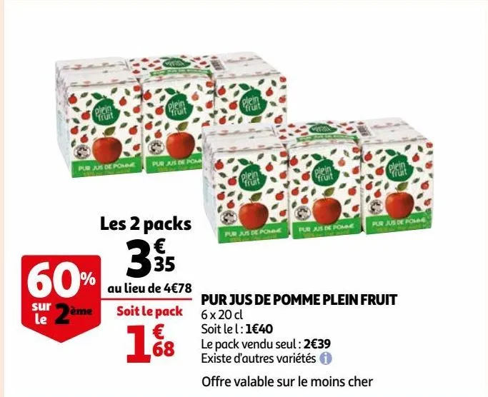 pur jus de pomme plein fruit