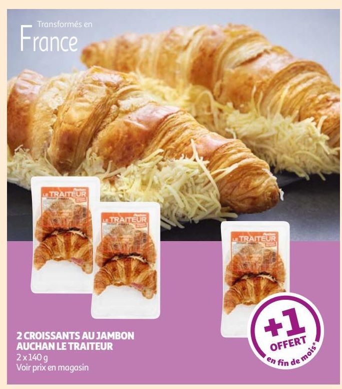 2 CROISSANTS AU JAMBON AUCHAN LE TRAITEUR