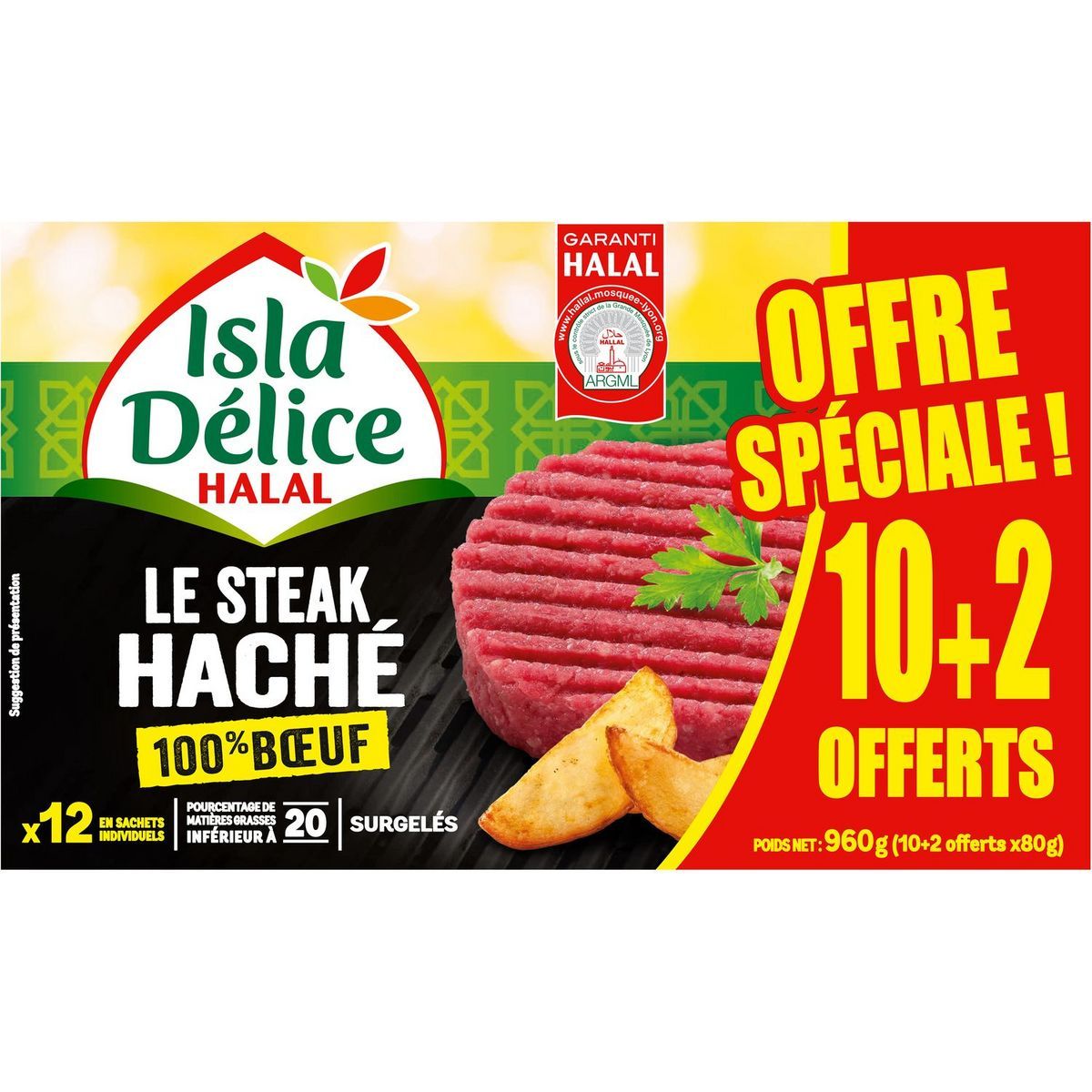 STEAK HACHÉ  100% PUR BOEUF  HALAL ISLA DÉLICE