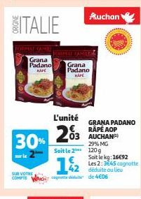 GRANA PADANO  RÂPÉ AOP  AUCHAN