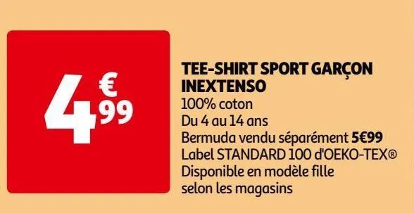 tee-shirt sport garçon inextenso