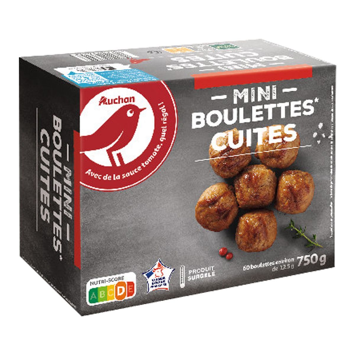 MINI BOULETTES DE VIANDE DE BOEUF CUITES SURGELÉES AUCHAN