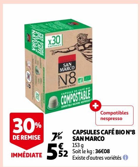 CAPSULES CAFÉ BIO N°8 SAN MARCO