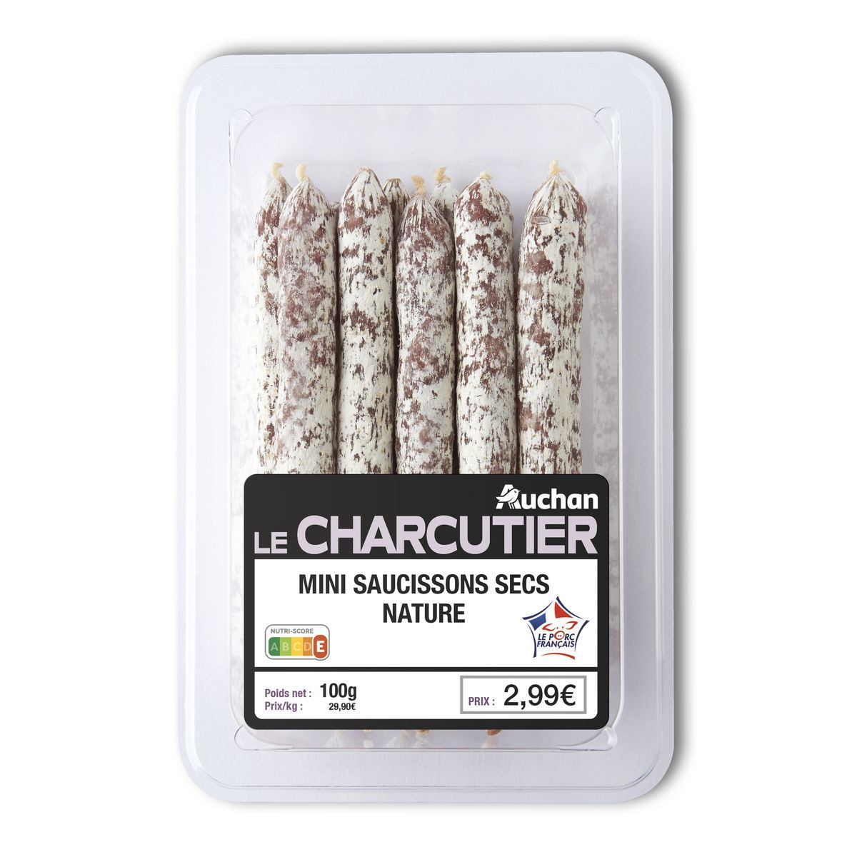 MINI SAUCISSONS SECS AUCHAN  LE CHARCUTIER    