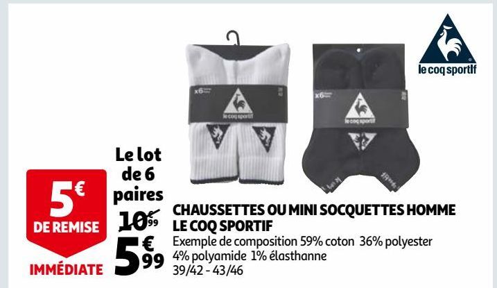 CHAUSSETTES OU MINI SOCQUETTES HOMME LE COQ SPORTIF