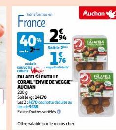 FALAFELS LENTILLE CORAIL "ENVIE DE VEGGIE" AUCHAN