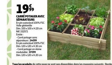 CARRÉ POTAGER AVEC SÉPARATEURS