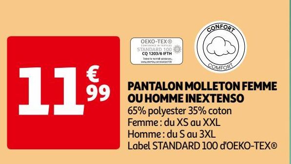 PANTALON MOLLETON FEMME OU HOMME INEXTENSO 