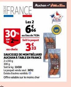 SAUCISSES DE MONTBÉLIARD  AUCHAN À TABLE EN FRANCE 