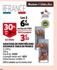 saucisses de montbéliard  auchan à table en france 