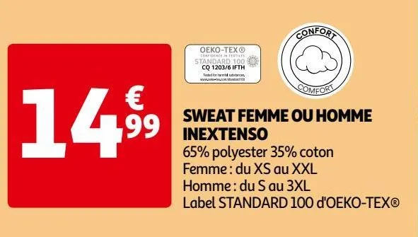 sweat femme ou homme inextenso