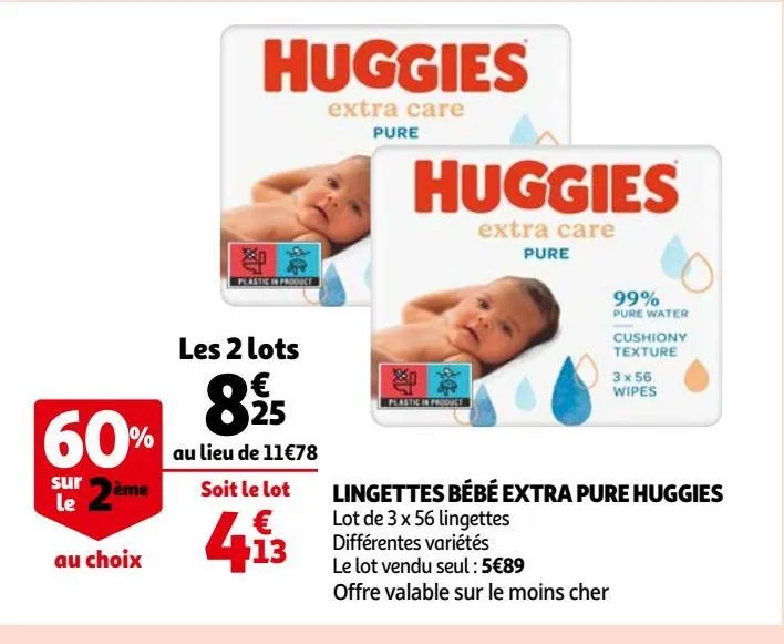 lingettes bébé extra pure huggies