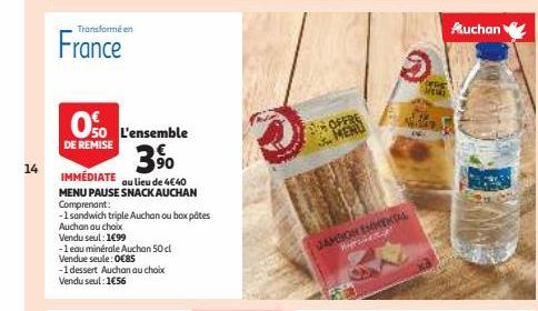 MENU PAUSE SNACK AUCHAN