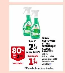 spray nettoyant vitres ecologique alcool rainett