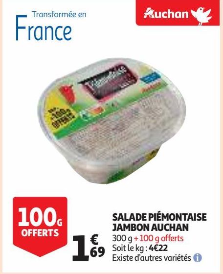 SALADE PIÉMONTAISE JAMBON AUCHAN