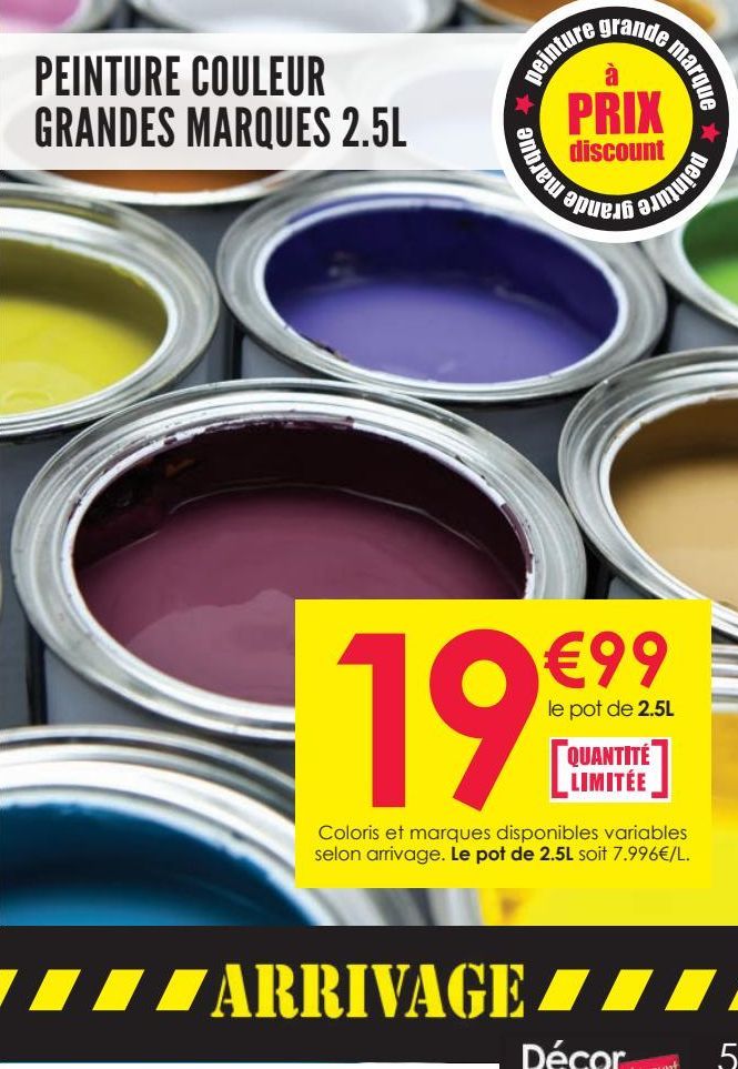 Peinture couleur grandes marques 2,5L