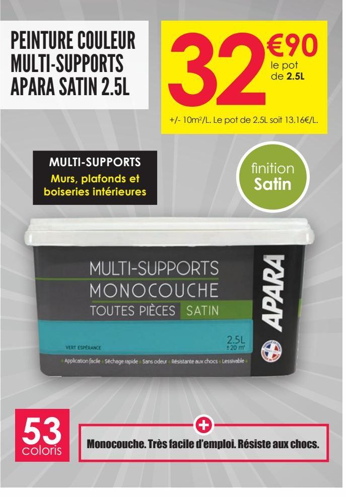 Peinture couleur multi-supports Apara satin 2.5L