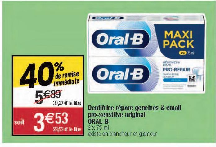 Dentifrice répare gencives & email pro-sensitive original ORAL-B