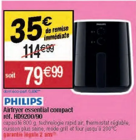 philips airfryer essential compact réf. hd9200/90