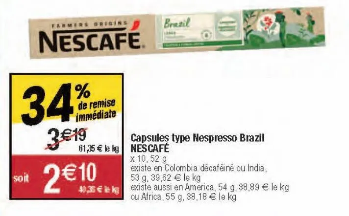 capsules type nespresso brazil nescafé