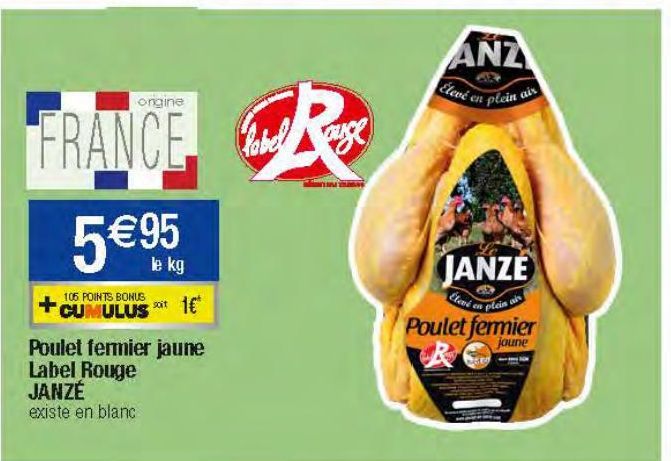 Poulet fermier jaune Label Rouge JANZÉ