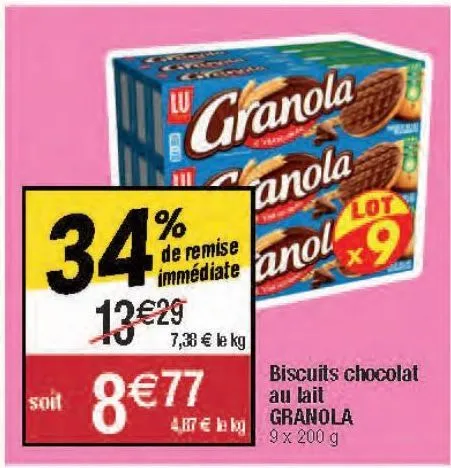 biscuits chocolat au lait granola