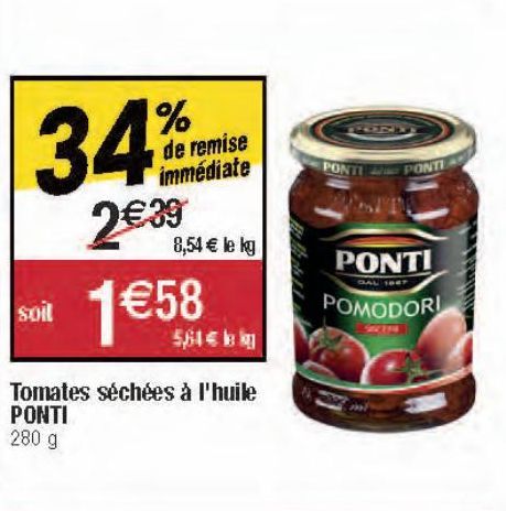 Tomates séchées à I'huile PONTI