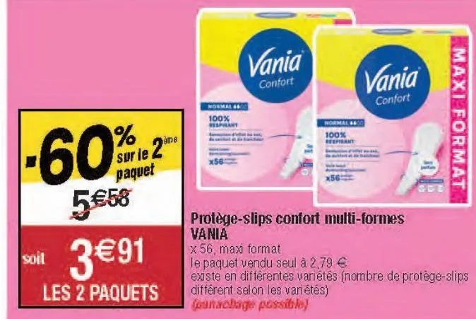 protège-slips confort multi-formes vania