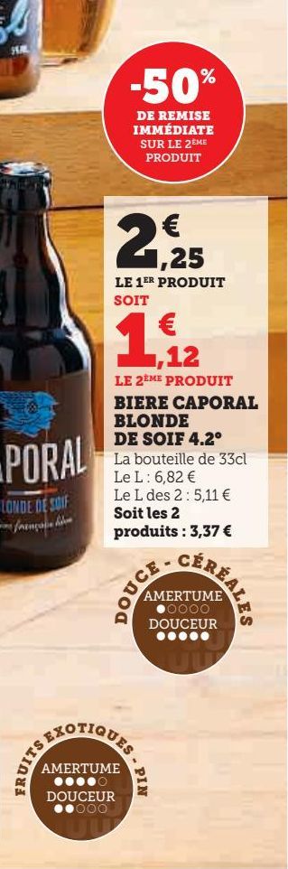 BIERE CAPORAL  BLONDE  DE SOIF 4.2°